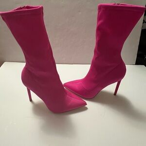 Elegant Pink Stiletto Boots - Size 5.5